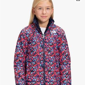 Girls 14-16 The North Face Reversible Floral Puffer Jacket EUC